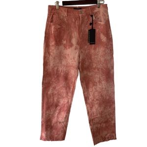 Retro Y2K Acid Wash Jeans Women’s Pink Size Large High Rise Straight Leg 00s